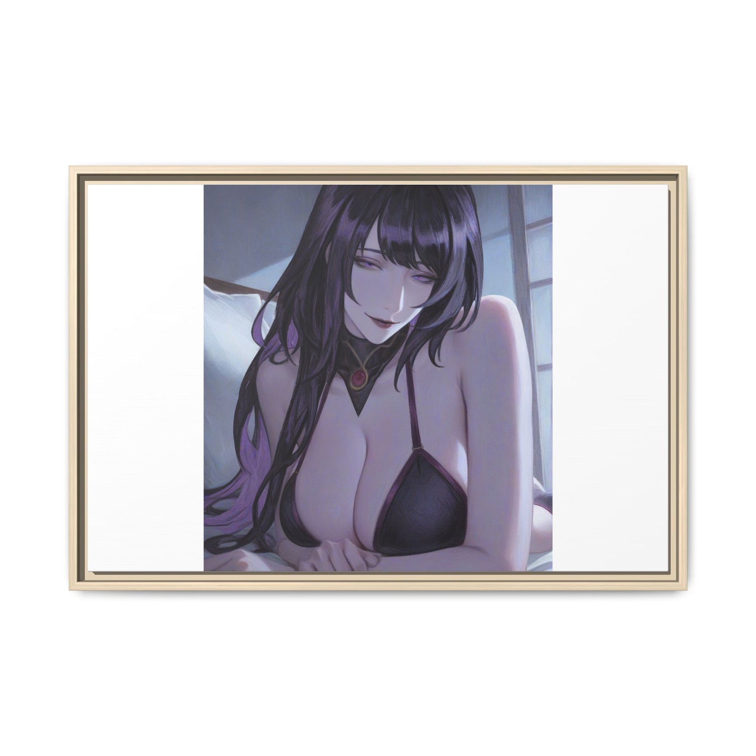 Framed Matte Canvas Print — Moody Anime Woman Portrait