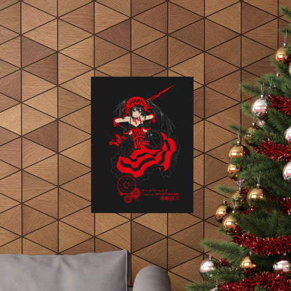 Anime Gothic Poster — Red &amp; Black Kurumi Nightcore Matte Vertical Print