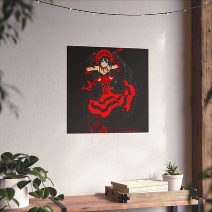 Anime Gothic Poster — Red &amp; Black Kurumi Nightcore Matte Vertical Print
