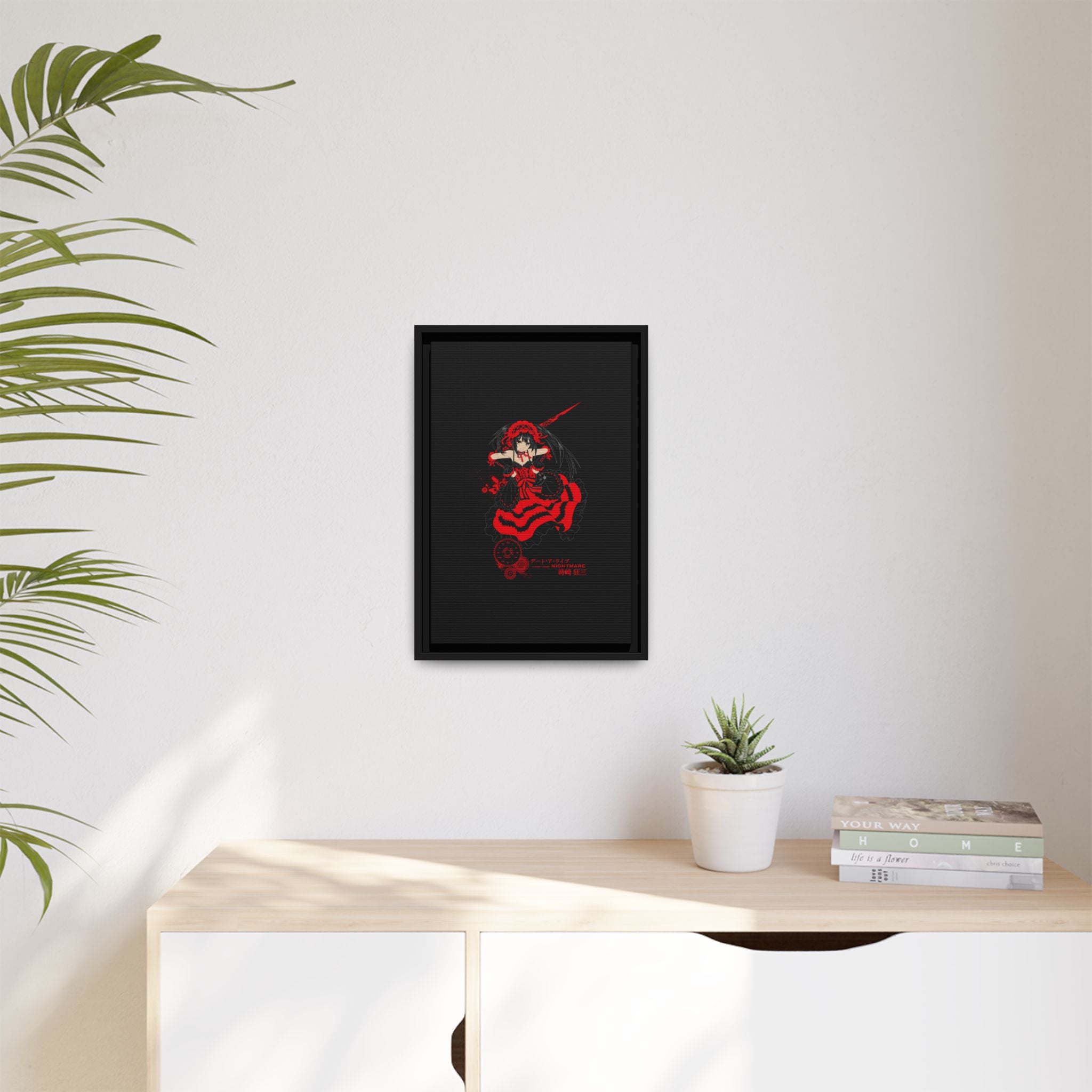 Anime Warrior Red Black Matte Canvas Print — Framed Wall Art