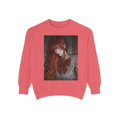Anime Red-Headed Girl Sweatshirt — Gothic Schoolgirl Art Pullover
