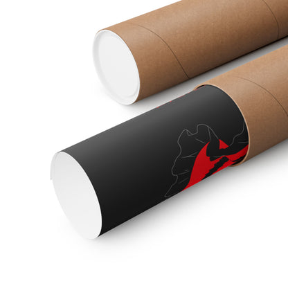 Anime Gothic Poster — Red &amp; Black Kurumi Nightcore Matte Vertical Print