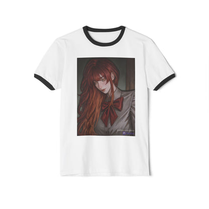 Anime Redhead Girl Portrait Ringer Tee