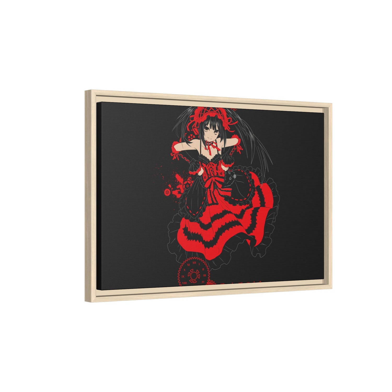 Anime Warrior Red Black Matte Canvas Print — Framed Wall Art