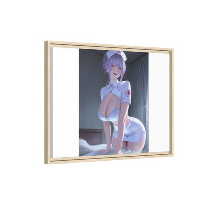 Sexy Anime Nurse Matte Canvas Print (Framed)