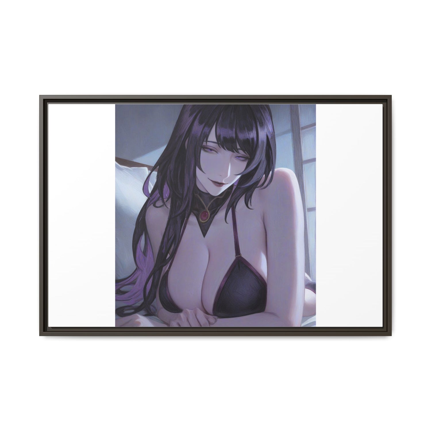 Framed Matte Canvas Print — Moody Anime Woman Portrait