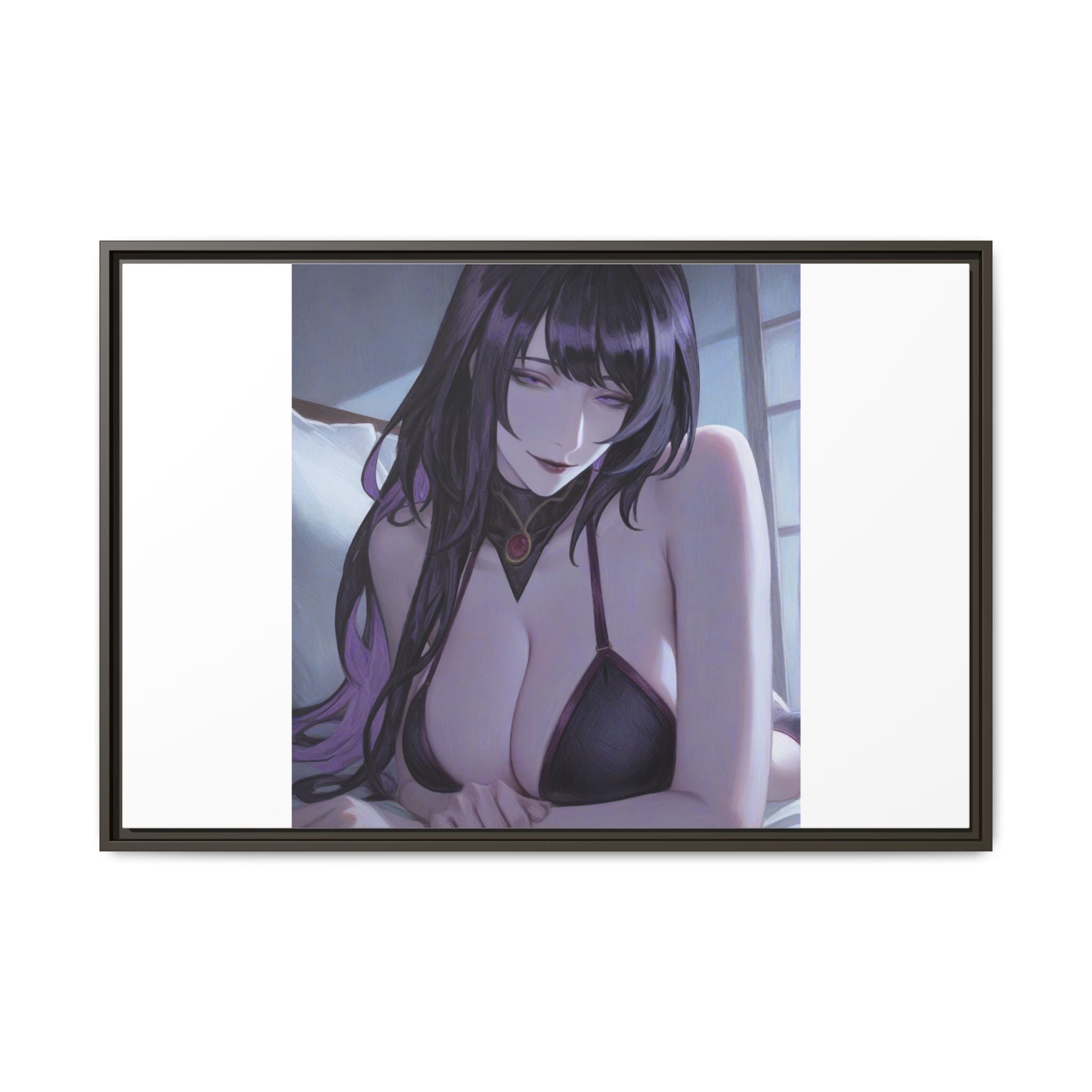 Framed Matte Canvas Print — Moody Anime Woman Portrait