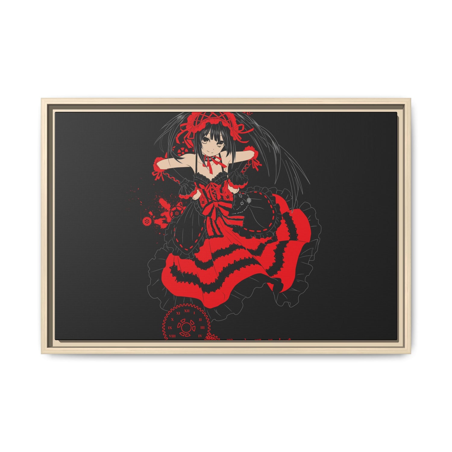 Anime Warrior Red Black Matte Canvas Print — Framed Wall Art