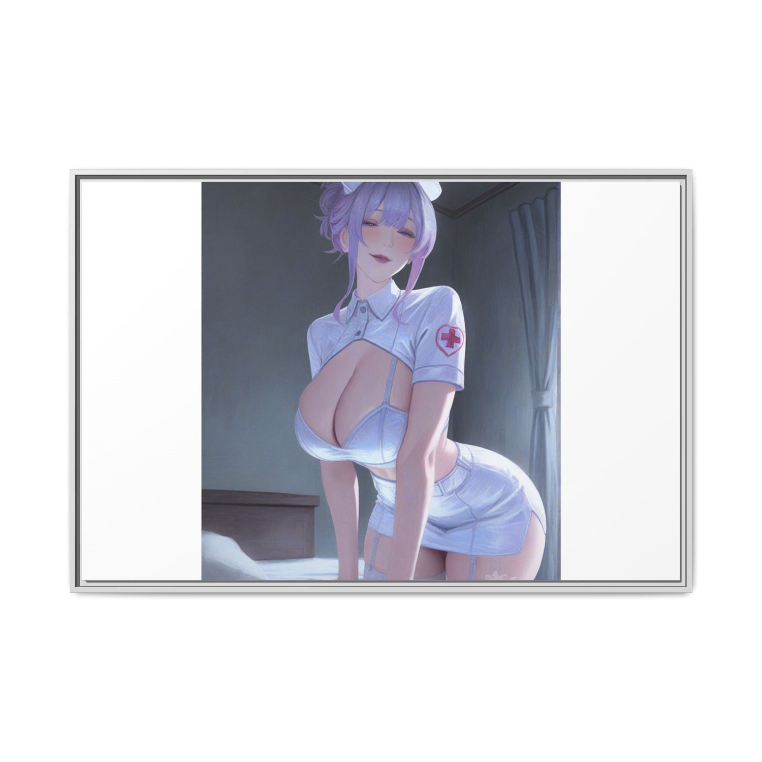 Sexy Anime Nurse Matte Canvas Print (Framed)