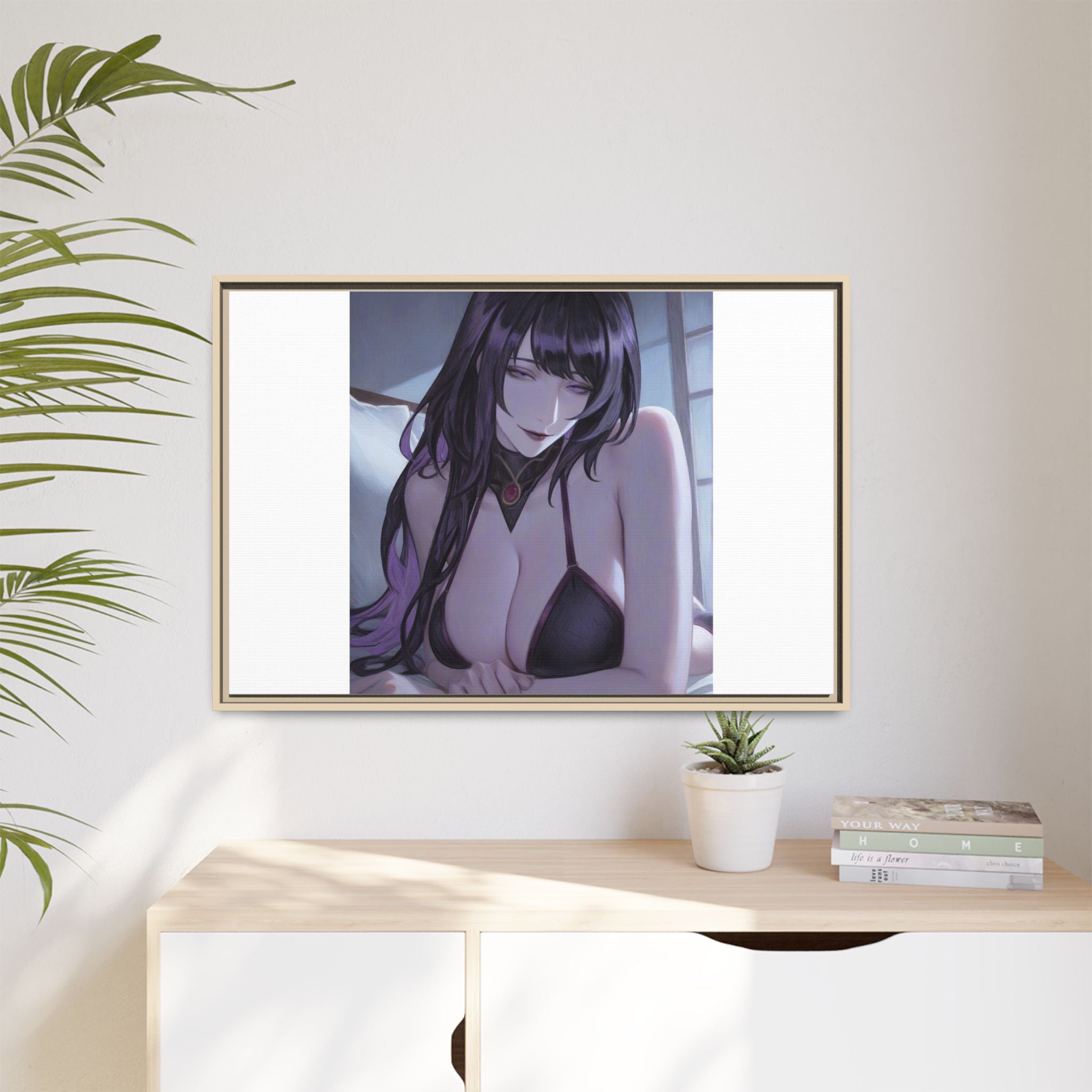 Framed Matte Canvas Print — Moody Anime Woman Portrait