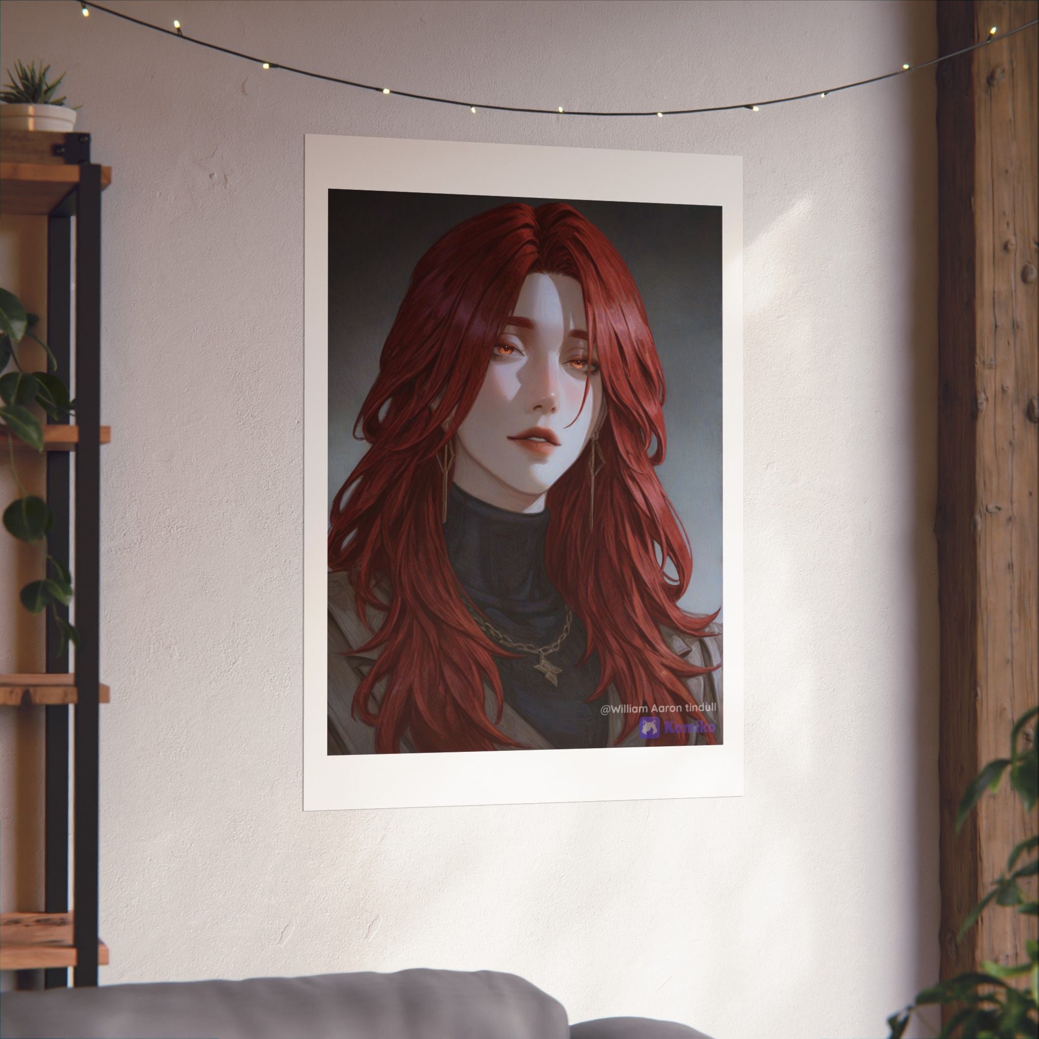 Red-Haired Muse Matte Vertical Poster — Moody Portrait Art Print