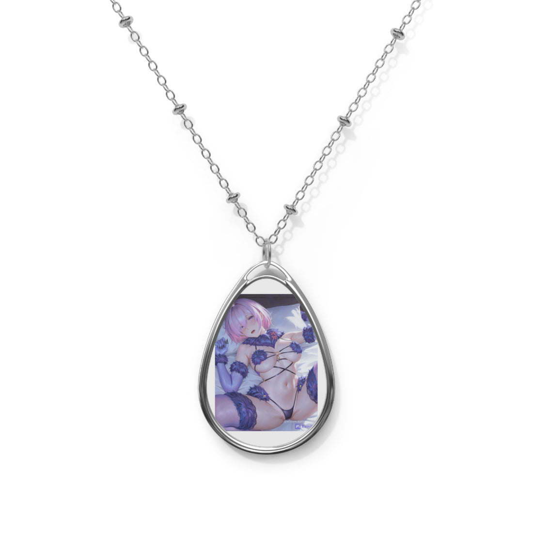 Oval Photo Pendant Necklace — Anime Character Teardrop Locket