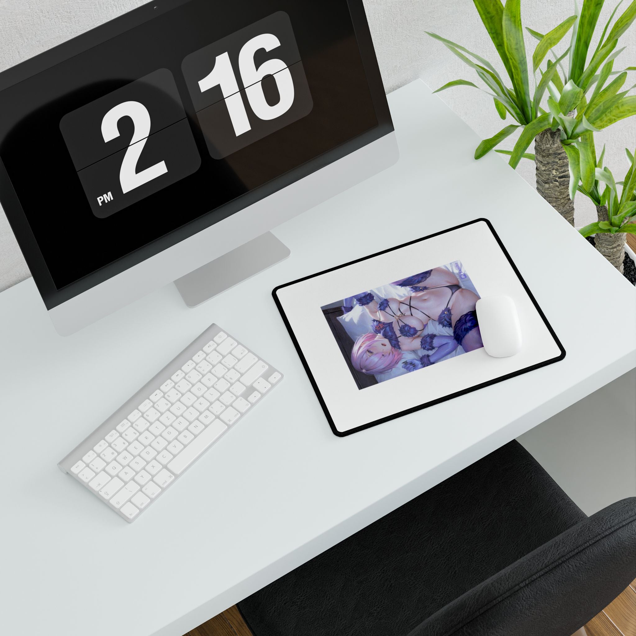 Anime Pin-Up Desk Mat — Floral Lingerie Gaming Mouse Pad