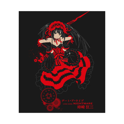Anime Gothic Poster — Red &amp; Black Kurumi Nightcore Matte Vertical Print