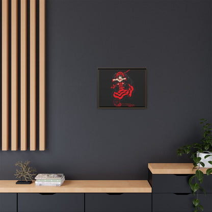 Anime Warrior Red Black Matte Canvas Print — Framed Wall Art