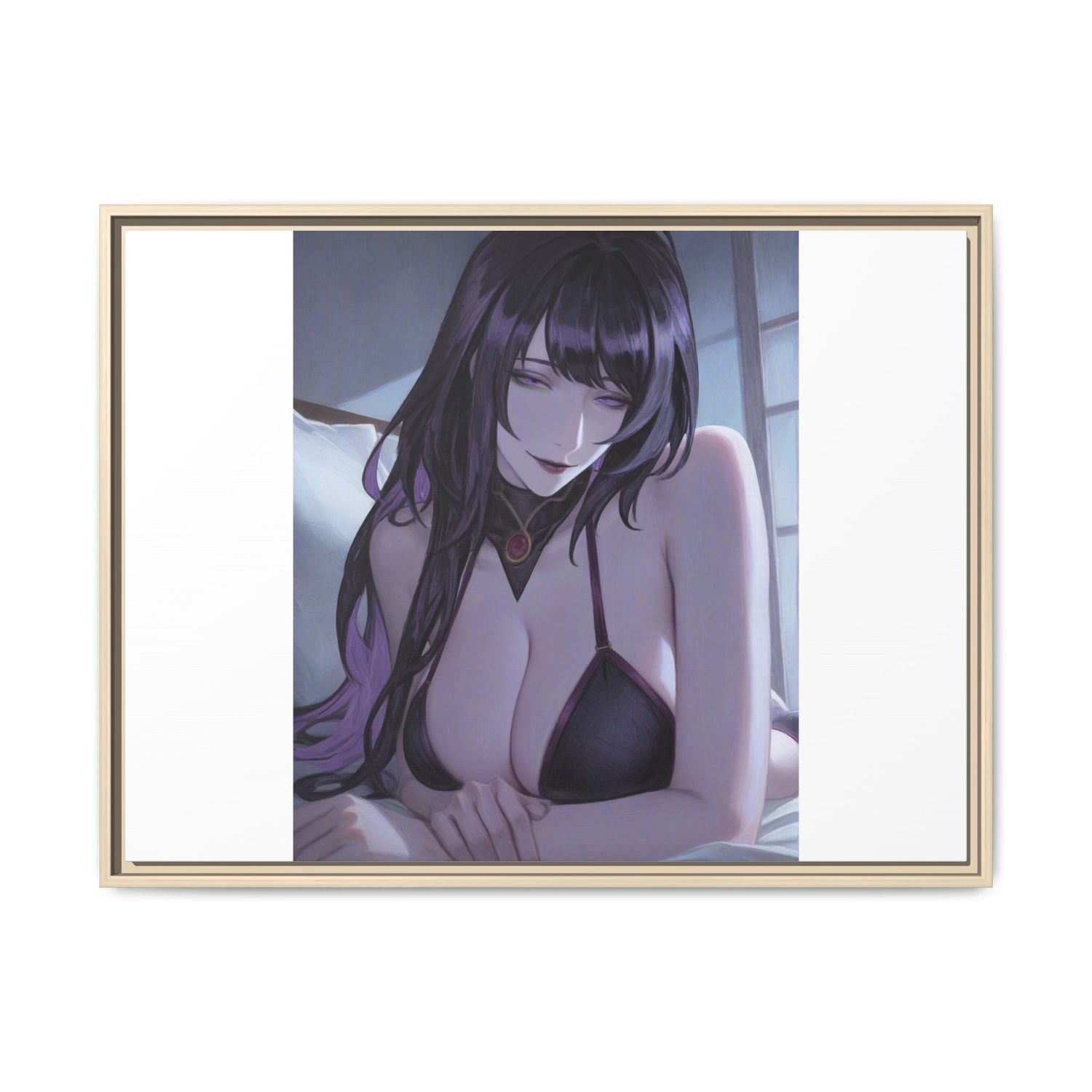 Framed Matte Canvas Print — Moody Anime Woman Portrait