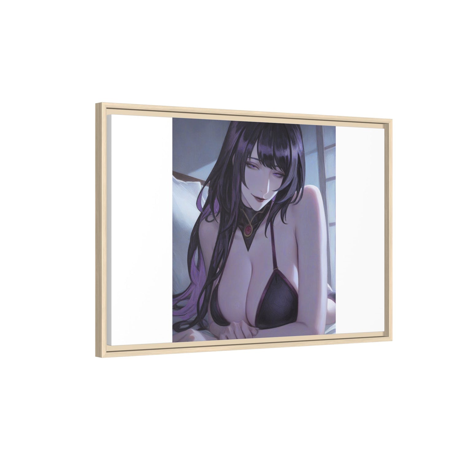 Framed Matte Canvas Print — Moody Anime Woman Portrait