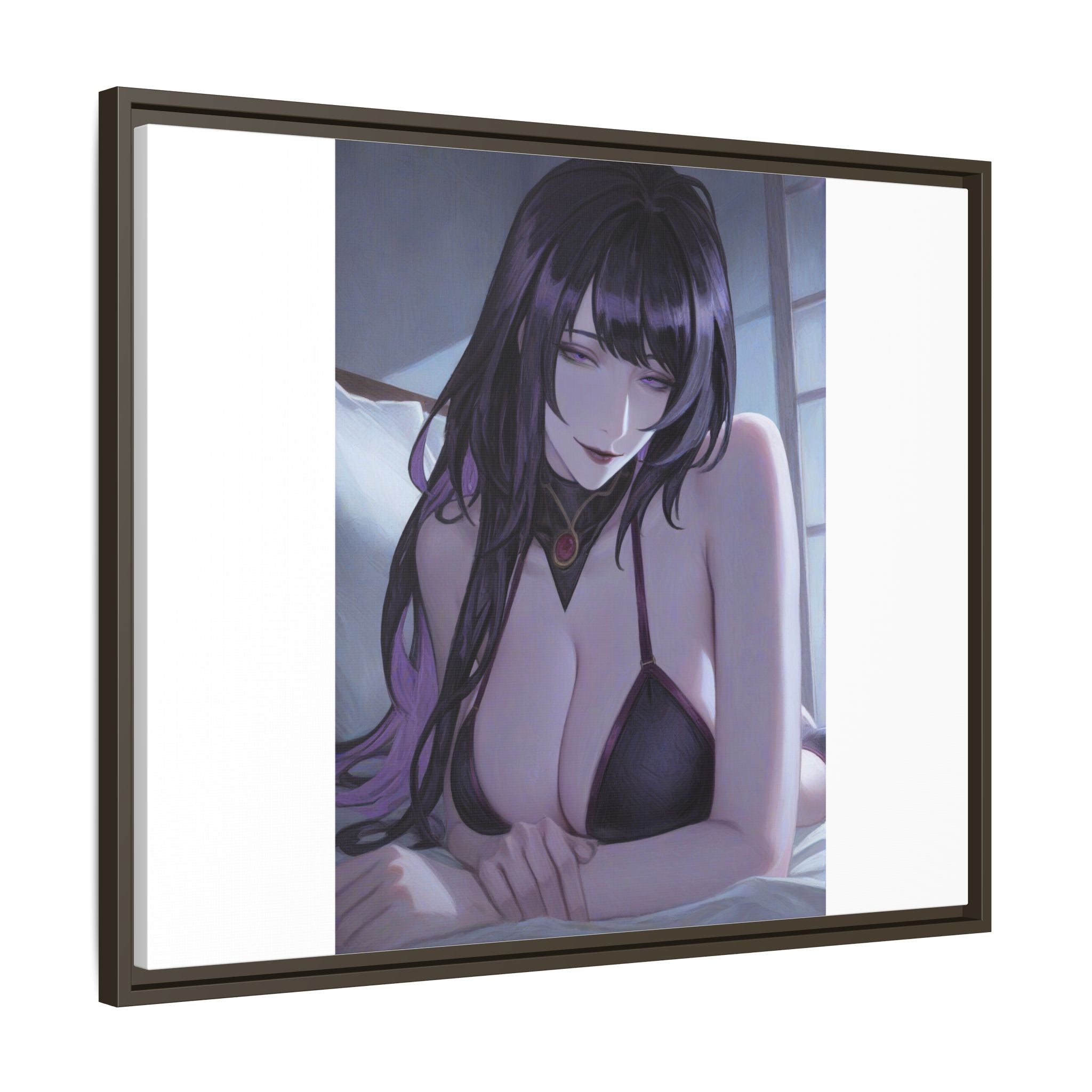 Framed Matte Canvas Print — Moody Anime Woman Portrait