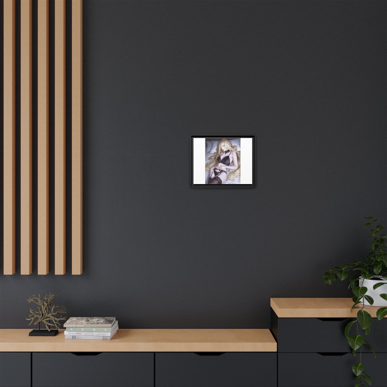 Framed Matte Canvas Print — Sleepy Blonde Anime Pinup