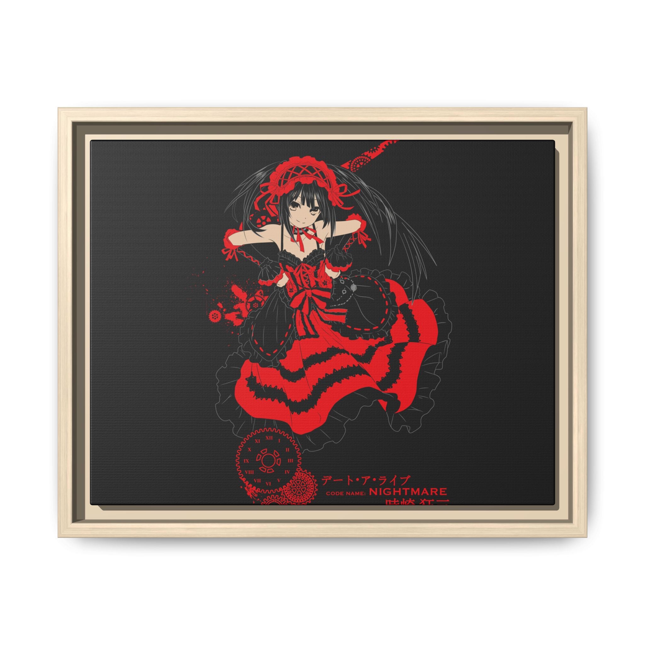 Anime Warrior Red Black Matte Canvas Print — Framed Wall Art