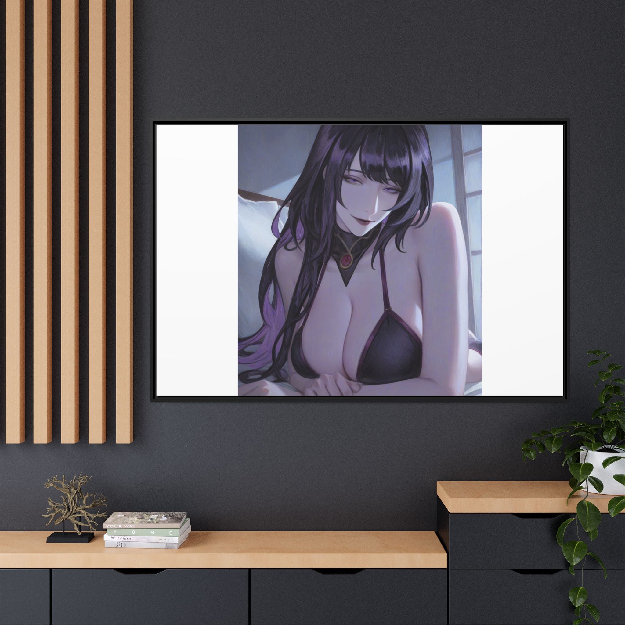 Framed Matte Canvas Print — Moody Anime Woman Portrait