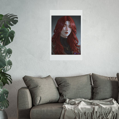 Fine Art Poster — Red-Haired Gothic Portrait, Moody Decorative Wall Art