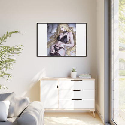 Framed Matte Canvas Print — Sleepy Blonde Anime Pinup