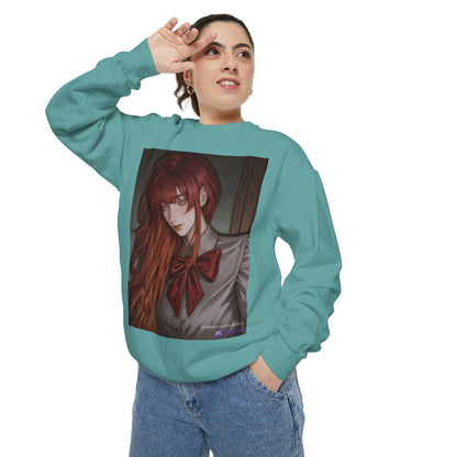 Anime Red-Headed Girl Sweatshirt — Gothic Schoolgirl Art Pullover