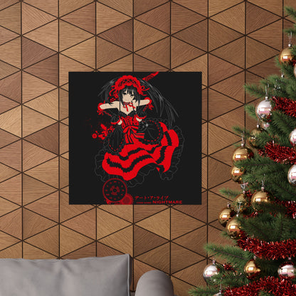 Anime Gothic Poster — Red &amp; Black Kurumi Nightcore Matte Vertical Print