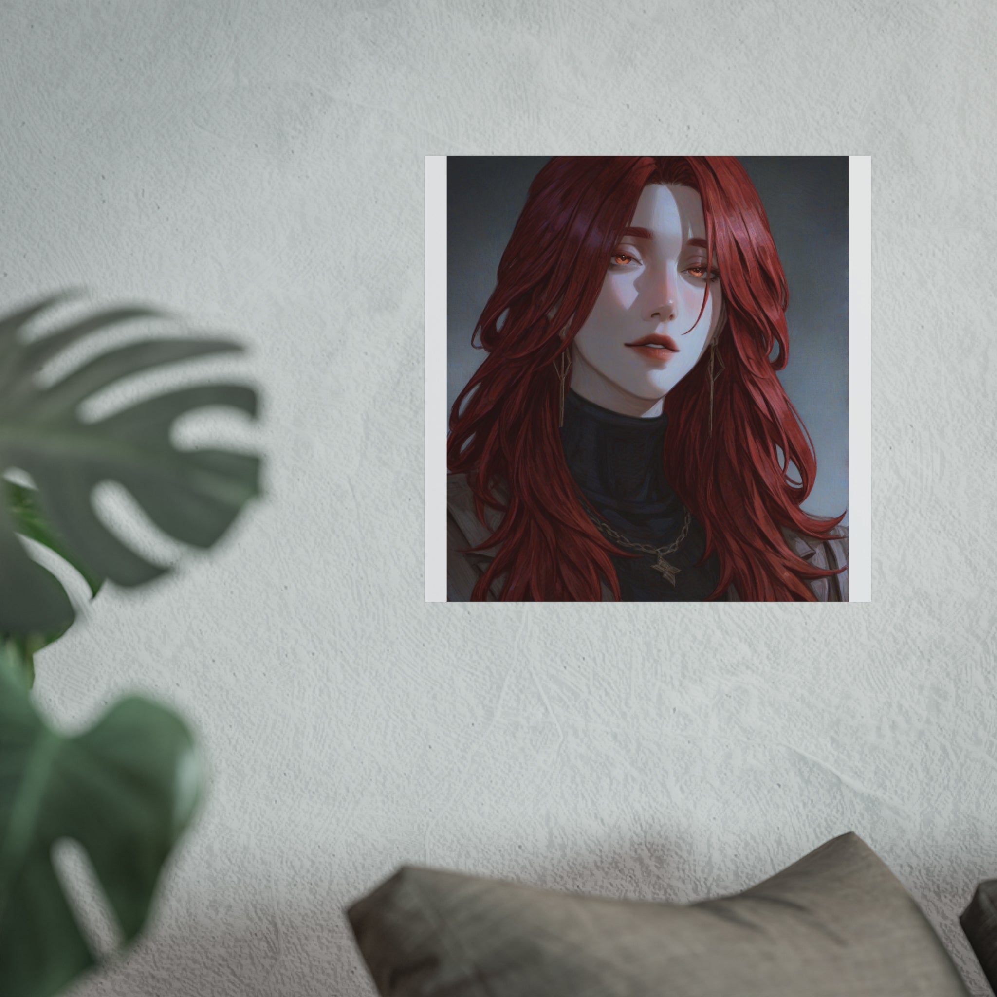 Fine Art Poster — Red-Haired Gothic Portrait, Moody Decorative Wall Art