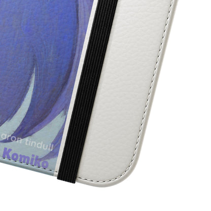 Anime Bunny Girl Flip Case - Purple Long-Haired Character Phone Wallet
