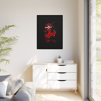 Anime Warrior Red Black Matte Canvas Print — Framed Wall Art
