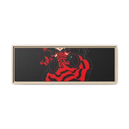 Anime Warrior Red Black Matte Canvas Print — Framed Wall Art
