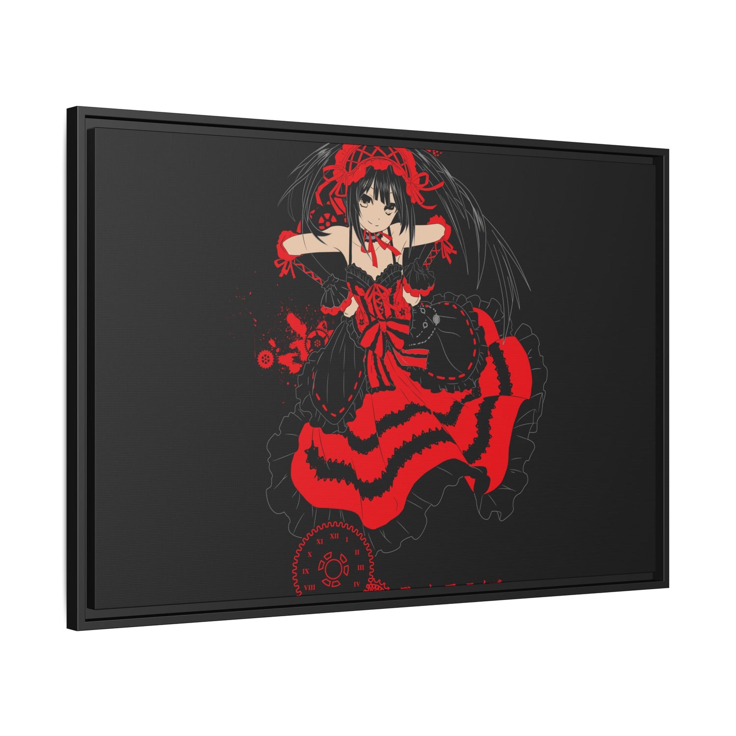 Anime Warrior Red Black Matte Canvas Print — Framed Wall Art
