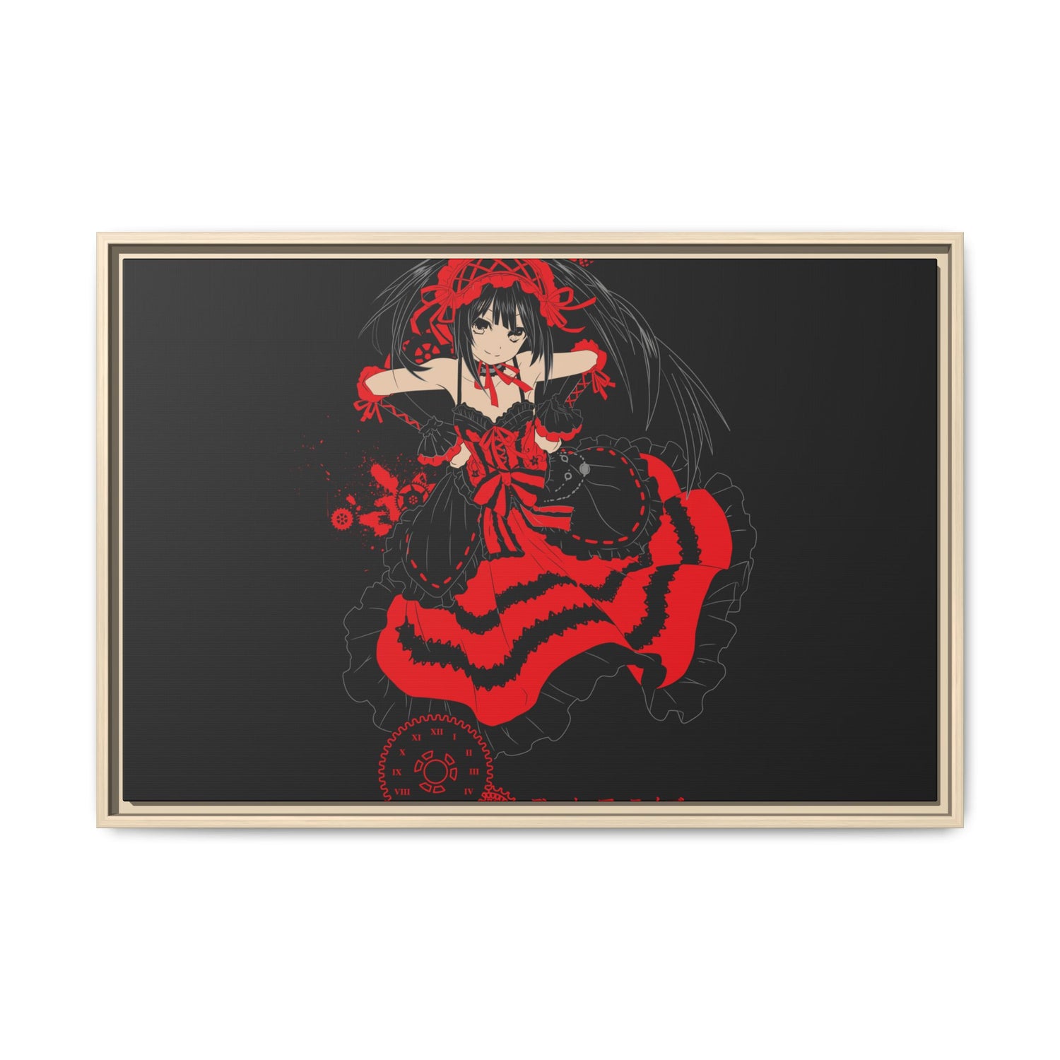 Anime Warrior Red Black Matte Canvas Print — Framed Wall Art