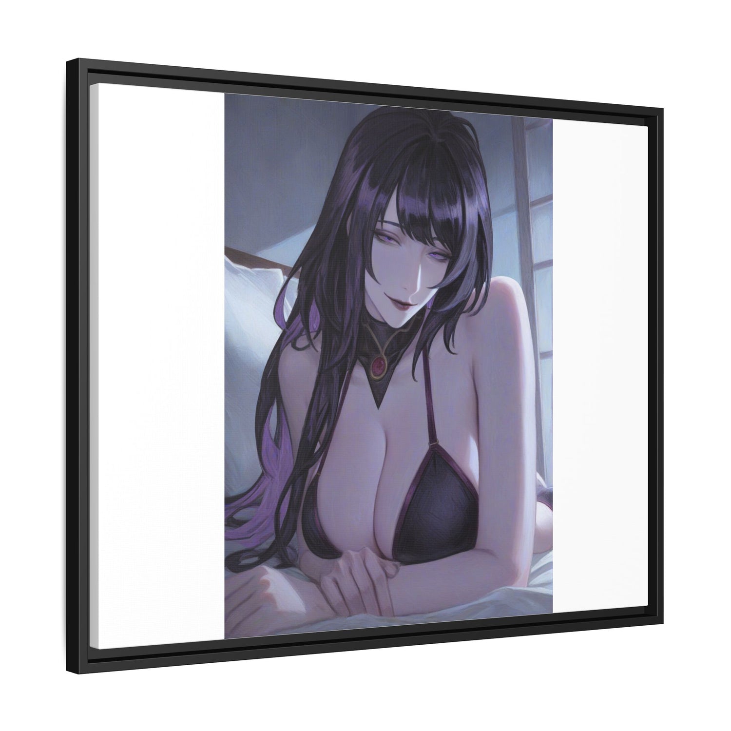 Framed Matte Canvas Print — Moody Anime Woman Portrait