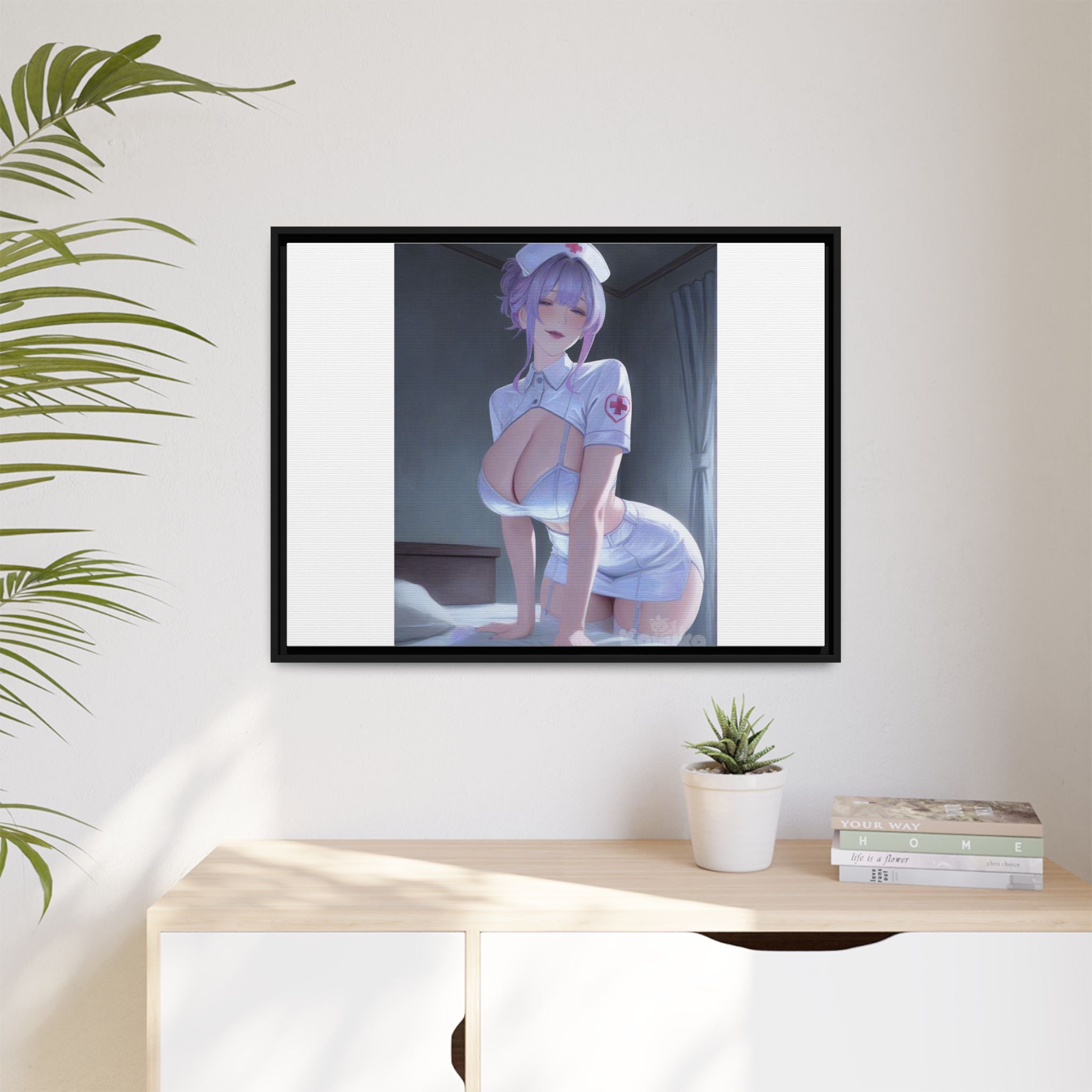 Sexy Anime Nurse Matte Canvas Print (Framed)