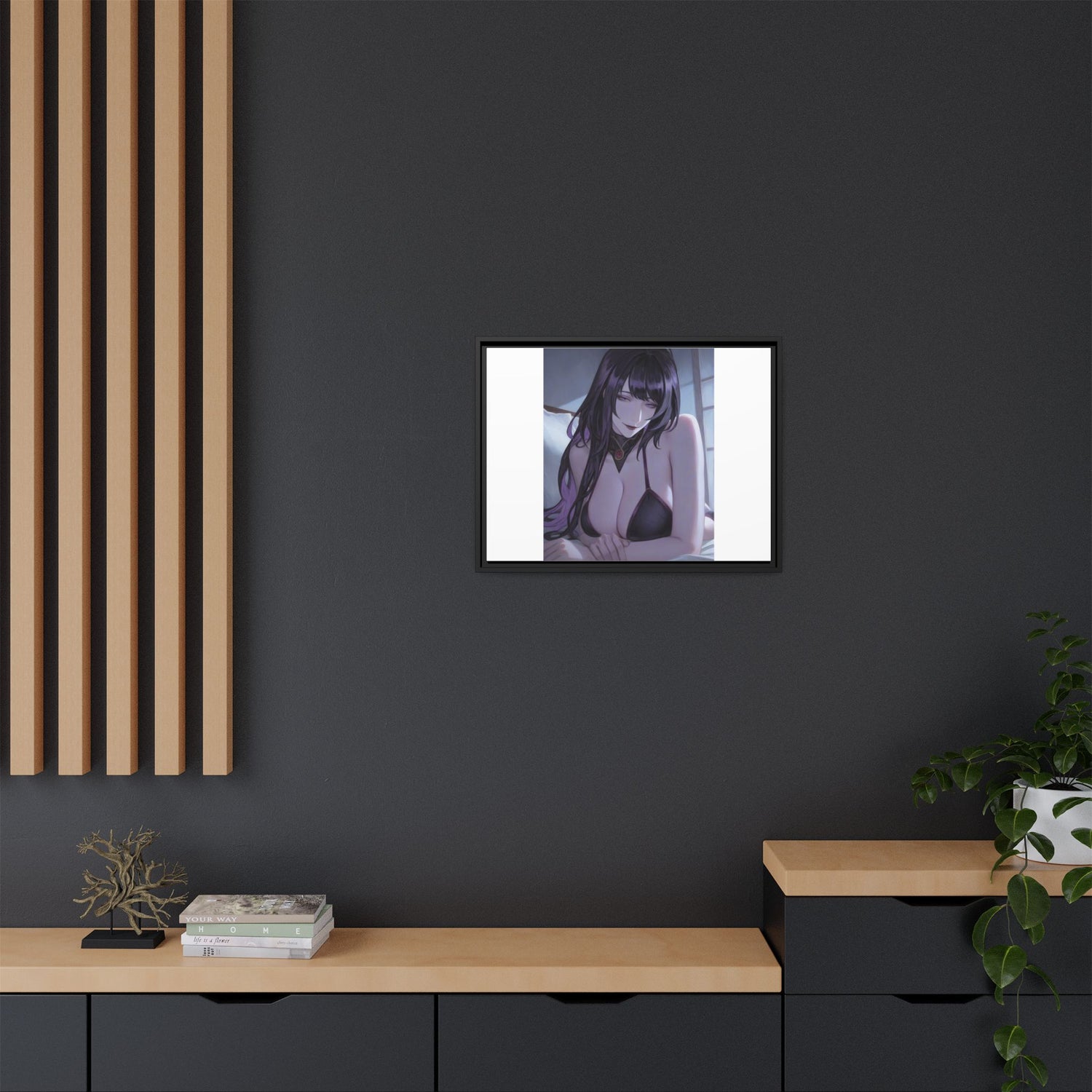 Framed Matte Canvas Print — Moody Anime Woman Portrait