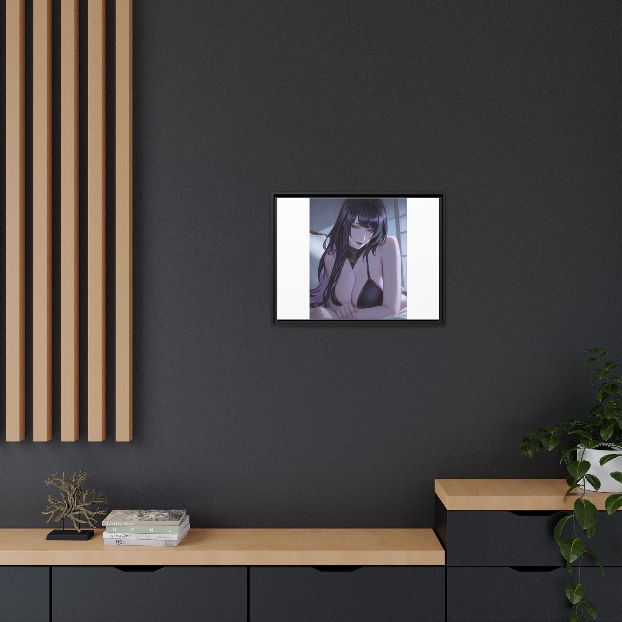 Framed Matte Canvas Print — Moody Anime Woman Portrait