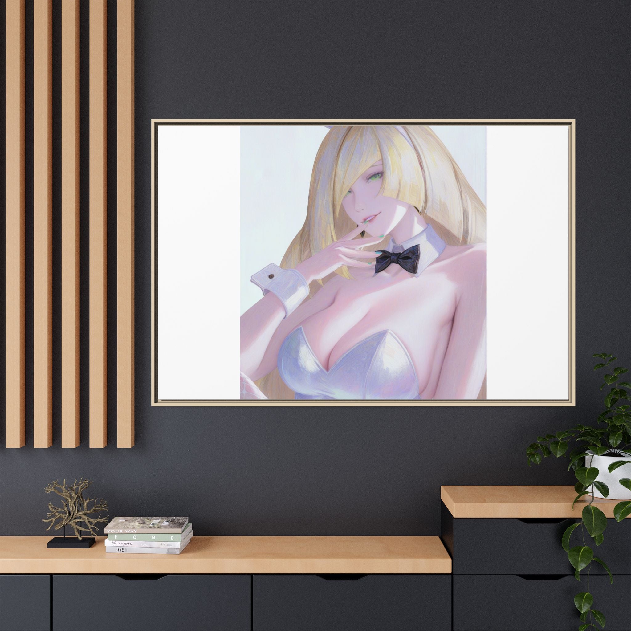 Bunny Girl Matte Canvas Print Framed — Sexy Anime Art Wall Decor