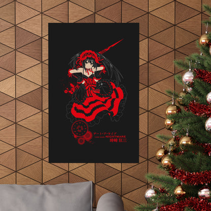 Anime Gothic Poster — Red &amp; Black Kurumi Nightcore Matte Vertical Print