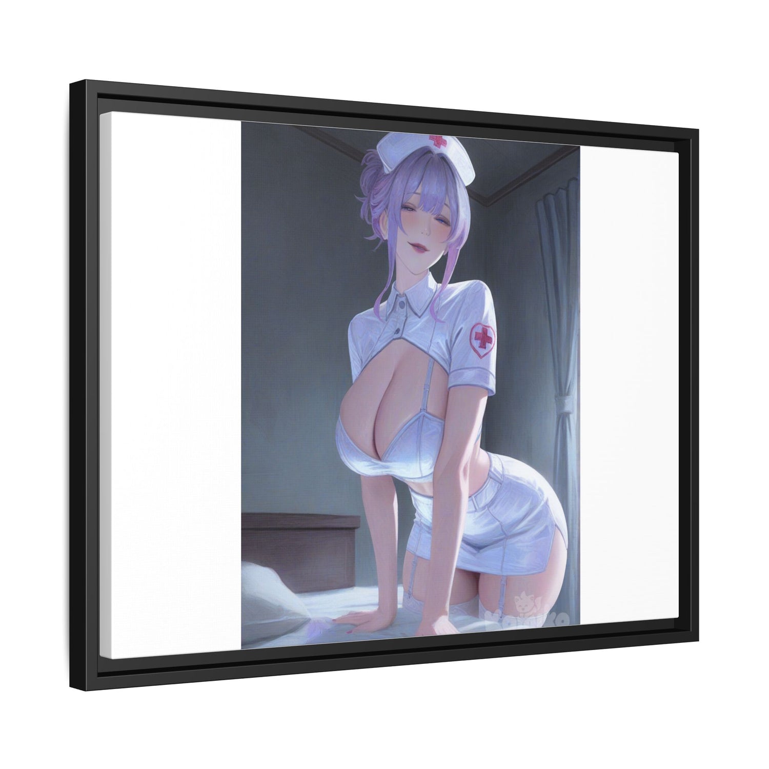 Sexy Anime Nurse Matte Canvas Print (Framed)