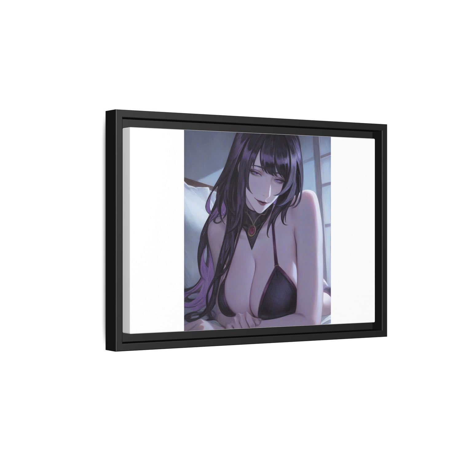 Framed Matte Canvas Print — Moody Anime Woman Portrait