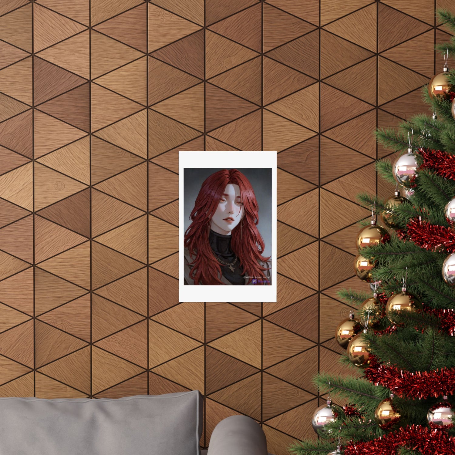 Red-Haired Muse Matte Vertical Poster — Moody Portrait Art Print