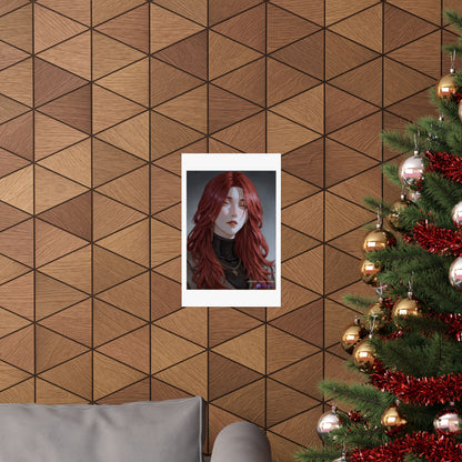Red-Haired Muse Matte Vertical Poster — Moody Portrait Art Print