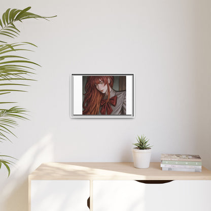 Framed Matte Canvas Print — Moody Red-Headed Anime Girl Art