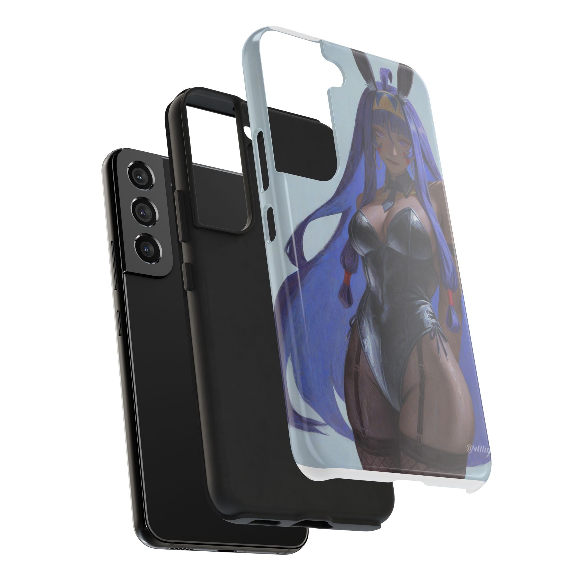 Bunny Girl Tough Phone Case — Anime Purple-Haired Character Protective Cover