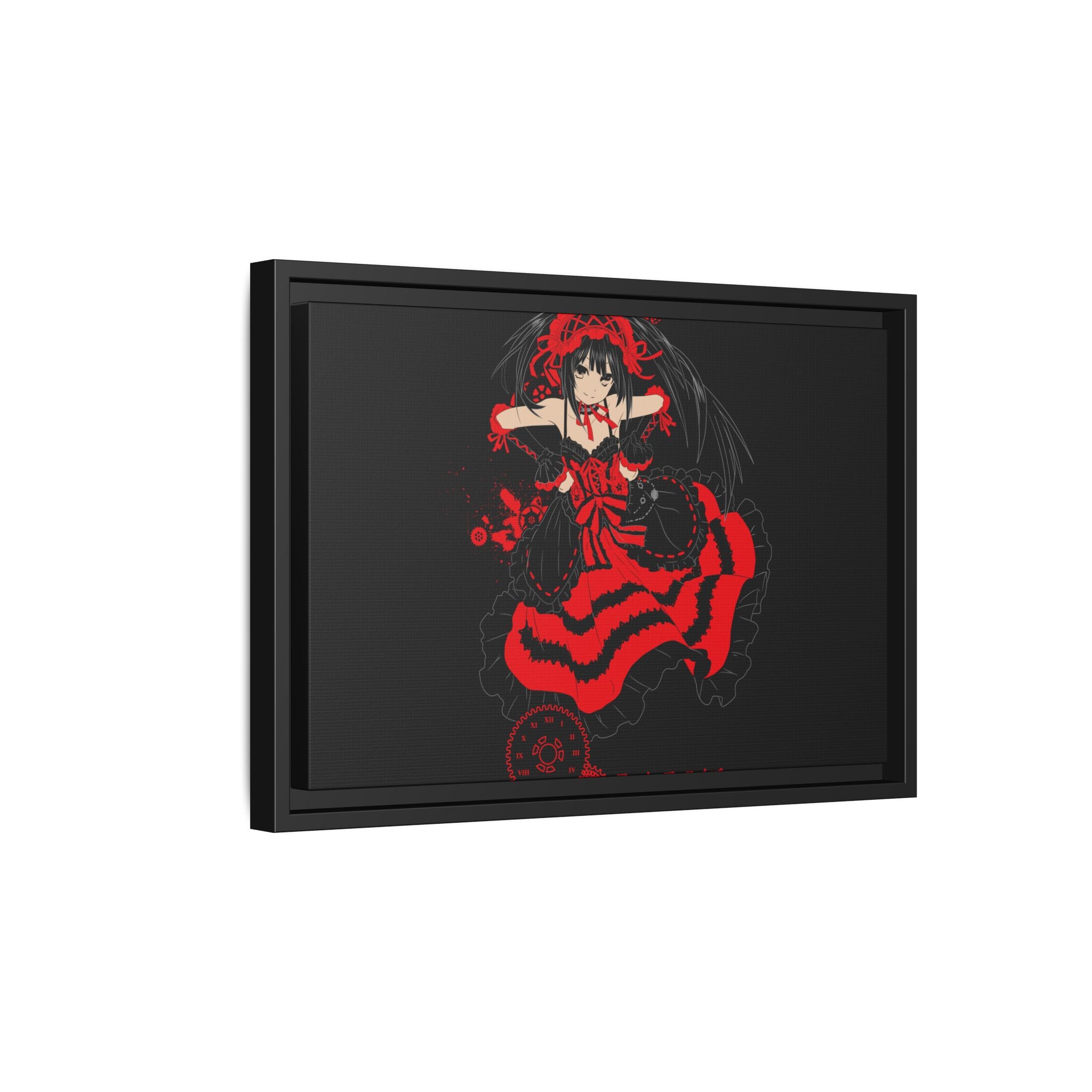 Anime Warrior Red Black Matte Canvas Print — Framed Wall Art
