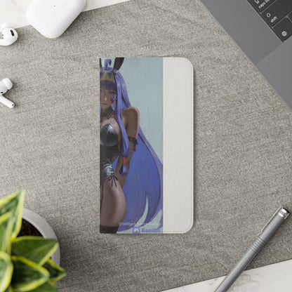 Anime Bunny Girl Flip Case - Purple Long-Haired Character Phone Wallet
