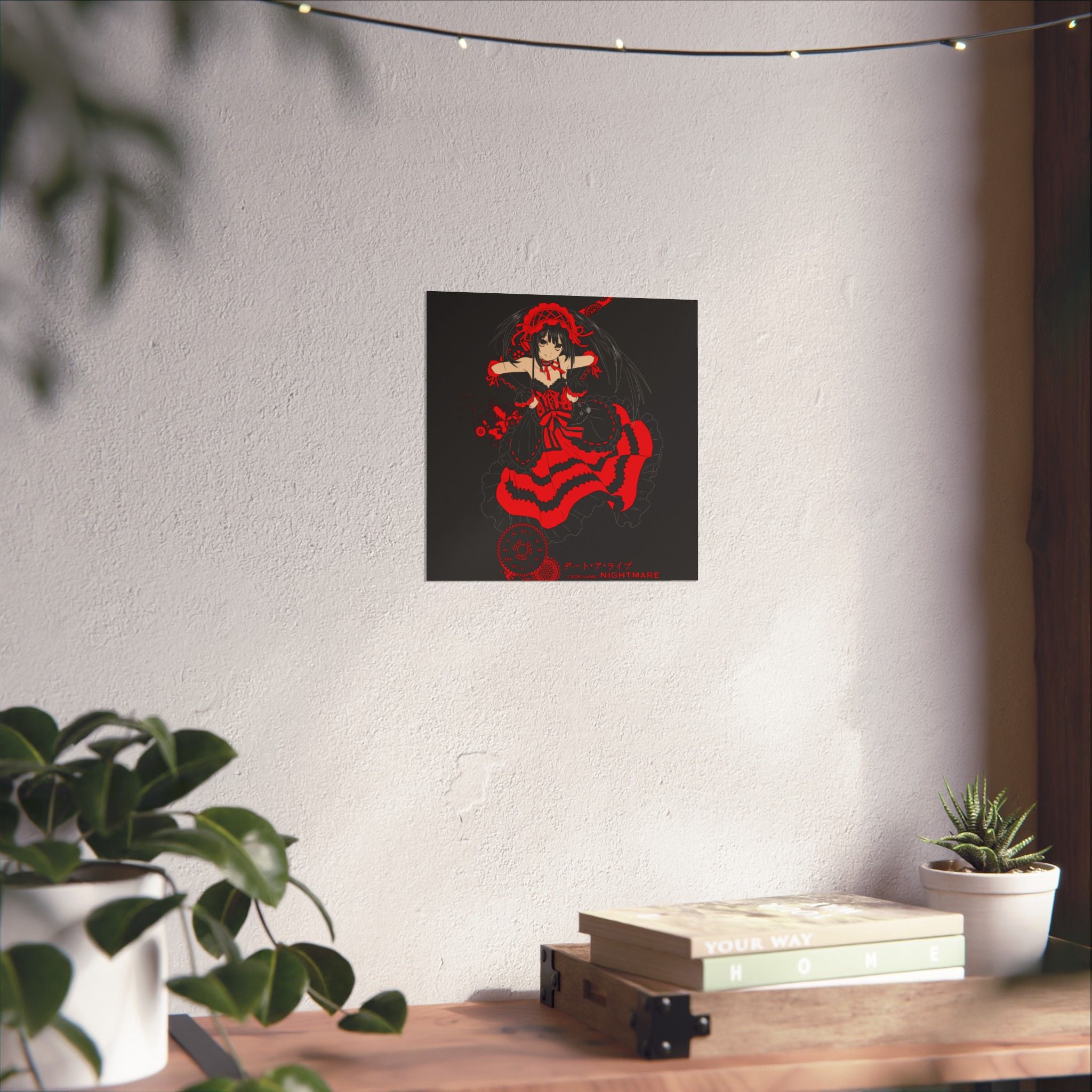 Anime Gothic Poster — Red &amp; Black Kurumi Nightcore Matte Vertical Print